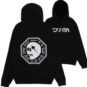 Capita Fleece Skull Hoodie Black White Logo Unisex Large
